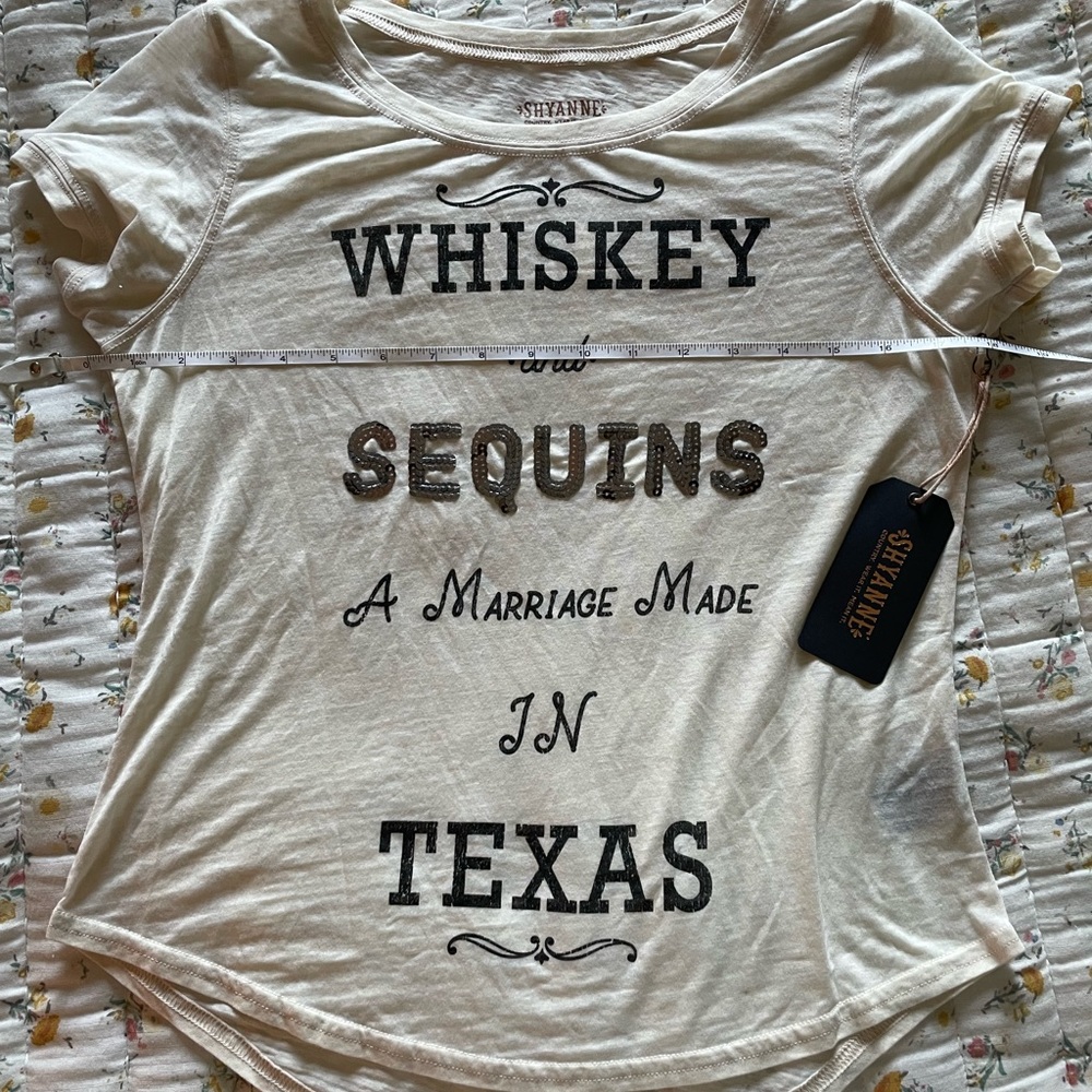 Shyanne Texas cowgirl western whiskey sequin t shirt Boot Barn NWT